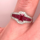 Platinum 1.86 Carat Genuine Natural Ruby and Diamond Ring (#J4870)