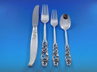 Tele by Mylius Brodrene Silver Flatware Set Service 79 pcs Norwegian Pierced