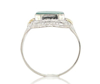 10k White Gold Filigree Ring with Genuine Natural Green Onyx w/ Accents (#J6598)