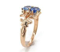 10k Rose Gold Victorian Sapphire and Seed Pearl Ring Size 8 Jewelry (#J6559)