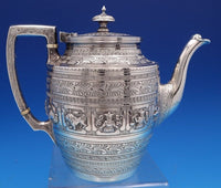Zodiac English Sterling Silver Coffee Set 4pc includes Kettle on stand (#7881)