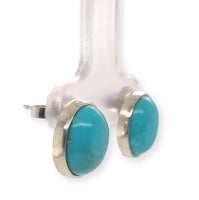 14k White Gold 4.71ct Genuine Natural Kingman Turquoise Stud Earrings (#J7122)