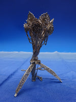 Silver Handmade Filigree Tripod Tussie Mussie Posey Posy Holder (#J1231)