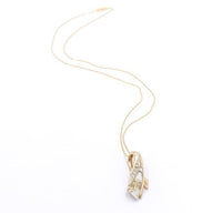 14k Yellow Gold Pendant w/Genuine Natural Gold Vein Quartz and Diamonds (#J6670)