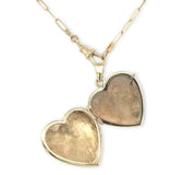 14k Yellow Gold Heart Locket Engraved Clover Elongated Chain Swivel Clasp #J7185