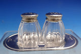 Perles by Christofle Sterling Silver Glass Salt Pepper Shaker Set w/Tray (#8748)