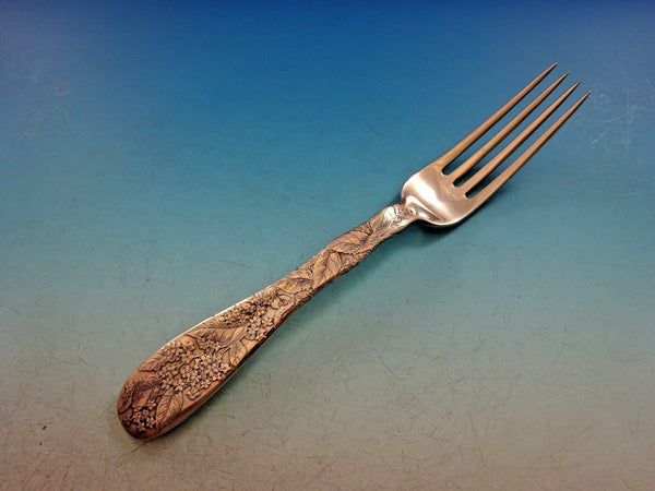 Lap Over Edge Acid Etched by Tiffany Sterling Silver Dinner Fork Sweet Viburnum