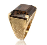 14k Gold Mid Century Modern Genuine Natural Smoky Quartz Ring Size 4.5 (#J6609)