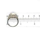 18k Gold Hand Pierced Filigree Genuine Natural Moonstone Ring Blue Flash #J5572