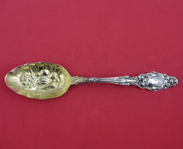Virginiana by Gorham Sterling Silver Berry Spoon GW Hand Chased w/ Fruit 8 1/2"