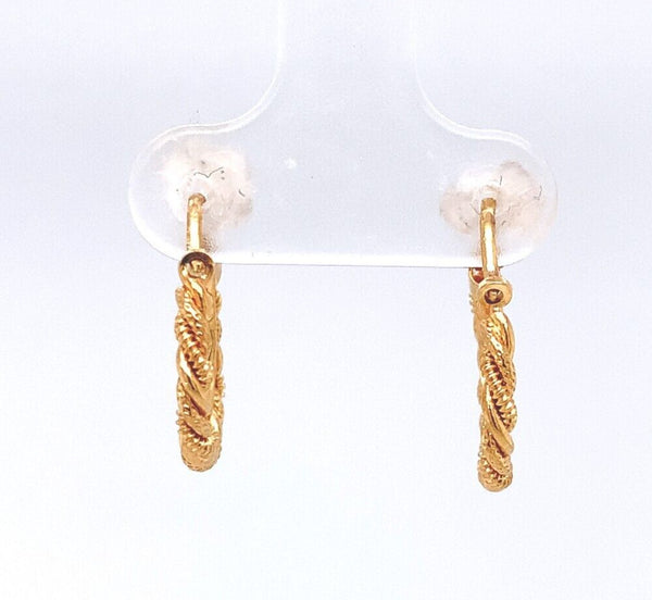9k Italian .375 Gold Small Woven Hoop Earrings Jewelry (#J6267)