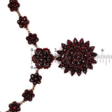 Rosette Genuine Natural Bohemian Garnet Necklace w/ Large Rosette Drop (#J6953)