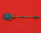 GK Russian .84 Silver Coffee Spoon Vermeil Enameled Twisted Turquoise 4 3/8"