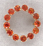 18k Yellow Gold Vibrant Orange Genuine Natural Citrine Circle Pin Brooch #J7295