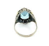 10k Tri-Color Gold 3.28ct Genuine Natural Aquamarine Filigree Ring (#J5336)