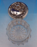 Art Nouveau Sterling Silver Glass Dresser Jar w/ Daisies 1 3/4" x 2 1/8" (#9236)