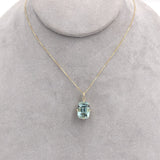 14k Yellow Gold 7.23 Carat Antique Cushion Cut Genuine Aquamarine Pendant #J6731