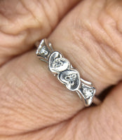 14k White Gold Genuine Natural Diamond Heart Band Ring (#J5178)