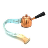 Antique Measuring Tape Copper Pot Form with Ebony Handle 1 1/4