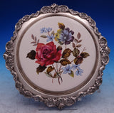 Grande Baroque by Wallace Silverplate Trivet Red Rose Blue Flowers #245 (#8806)