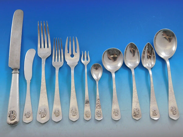 Lebolt Sterling Silver Flatware Set Hand Wrought Chicago 75 pcs Dinner