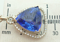 14k Gold 8.94ct Trillion Cut Genuine Natural Tanzanite Pendant w/Diamonds #J2840