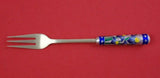 Korean Sterling Silver Dessert Fork with Enamel and Irises 5 1/2" Heirloom