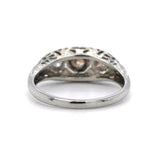 18k Gold Art Deco Three Stone Genuine Natural Diamond Filigree Ring (#J5587)