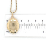 14k Yellow Gold Oval Locket with Engraved Flowers on Wheat Chain 18" (#J7183)