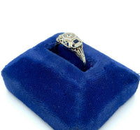 18k White Gold .05ct Diamond Ring with Synthetic Lab-Created Sapphires (#J5348)