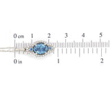 Platinum Genuine Natural Aquamarine and Diamond Pendant with Chain (#J6968)
