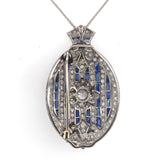 Platinum 2 Carat Diamond and Lab-Created Sapphire Deco Pendant Necklace (#J6378)