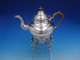 Estate Period English Sterling Silver Kettle with Wood Handle on Stand (#4140)