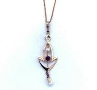 10k Yellow Gold Victorian Lavaliere Pendant with Purple Paste Stone (#J4958)
