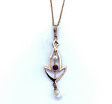 10k Yellow Gold Victorian Lavaliere Pendant with Purple Paste Stone (#J4958)