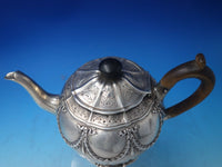 William Eaton English Georgian Sterling Silver Tea Pot with Swags Wood (#5700)