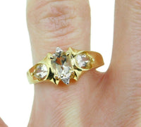 10k Yellow Gold 1ct Genuine Natural Precious Topaz Ring with Diamonds (#J684)