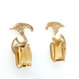 Nouveau Style 14k Yellow Gold 9.06ct Genuine Natural Citrine Earrings (#J5915)
