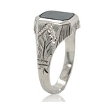 14k Gold Men's Genuine Natural Bloodstone Ring Hand Engraved Size 5.5 (#J6614)