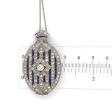 Platinum 2 Carat Diamond and Lab-Created Sapphire Deco Pendant Necklace (#J6378)