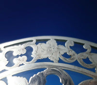 Webster Glass Trivet with Sterling Silver Overlay Floral 6" (#5418)