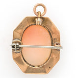 10k Rose Gold Genuine Natural Shell Cameo Small Pendant Pin Jewelry (#J6893)
