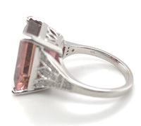 18k Gold Large 9.93 Carat Genuine Rubellite Tourmaline and Diamond Ring (#J7012)