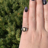 12k White Gold Genuine Natural Black Star Sapphire and Diamond Ring (#J7004)