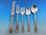 Rose by Stieff Sterling Silver Flatware Set For 8 Service 45 Pieces Repousse
