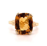 10k Yellow Gold 4.18 Carat Cushion Cut Genuine Natural Citrine Ring (#J5755)