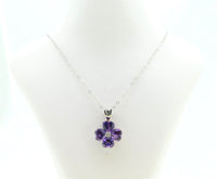 14k Gold Pendant with Heart Shaped Genuine Natural Amethysts and Diamond #J4186