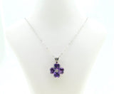 14k Gold Pendant with Heart Shaped Genuine Natural Amethysts and Diamond #J4186