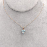 14k Rose Gold 1.73 Carat Heart Shape Genuine Natural Aquamarine Pendant (#J6728)