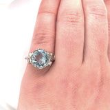 14k White Gold 2.86ct Genuine Natural Aquamarine and Diamond Ring (#J6147)